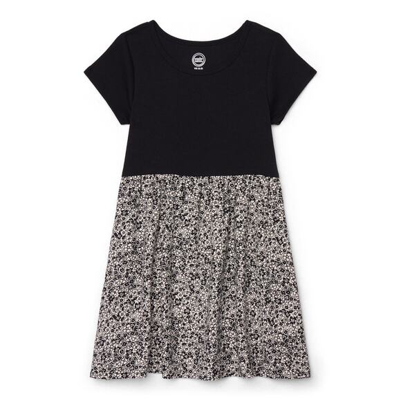 NEW Girls Casual Short Sleeve Lovely Dress Black and White Floral Size XS 4-5 - Picture 1 of 5